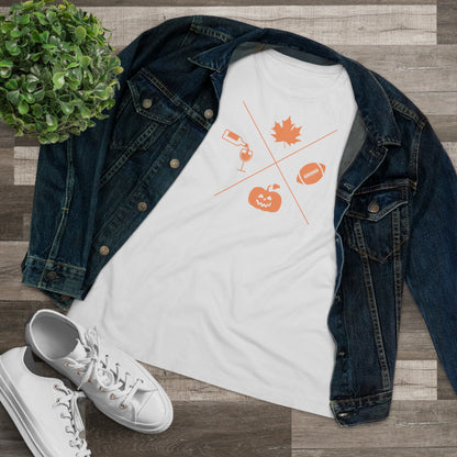 Fall, Halloween, Football and Wine - Relaxed Fit Women's Premium Tee