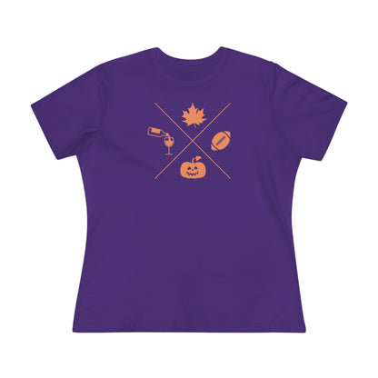 Fall, Halloween, Football and Wine - Relaxed Fit Women's Premium Tee