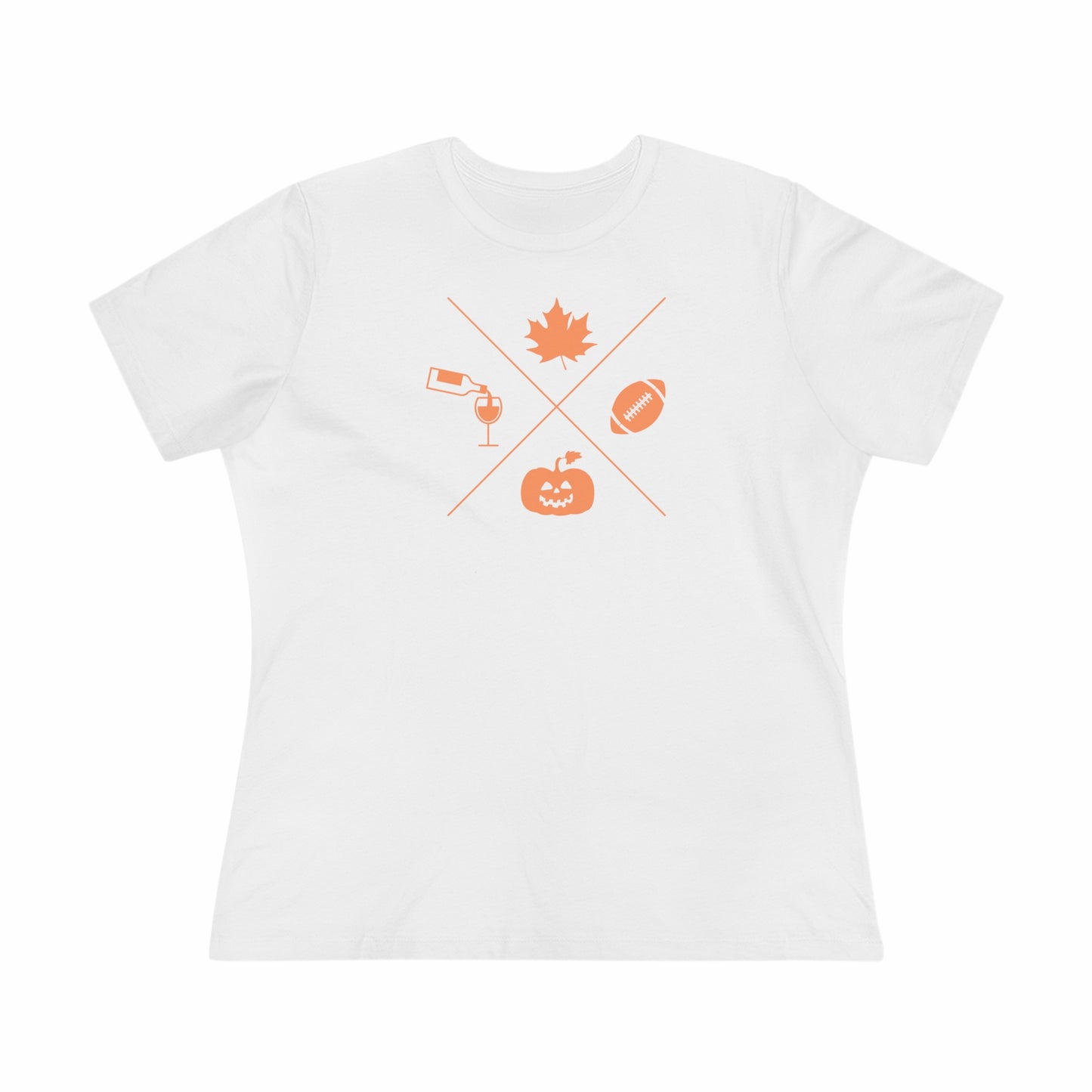 Fall, Halloween, Football and Wine - Relaxed Fit Women's Premium Tee