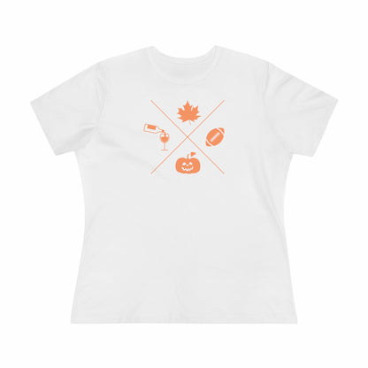 Fall, Halloween, Football and Wine - Relaxed Fit Women's Premium Tee