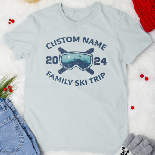 Personalized Family Ski Vacation - Unisex Jersey Short Sleeve Tee