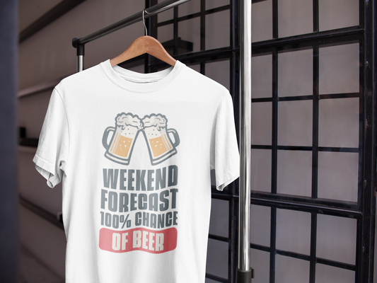 Weekend Forecast 100% Chance of Beer - Unisex Jersey Short Sleeve Tee