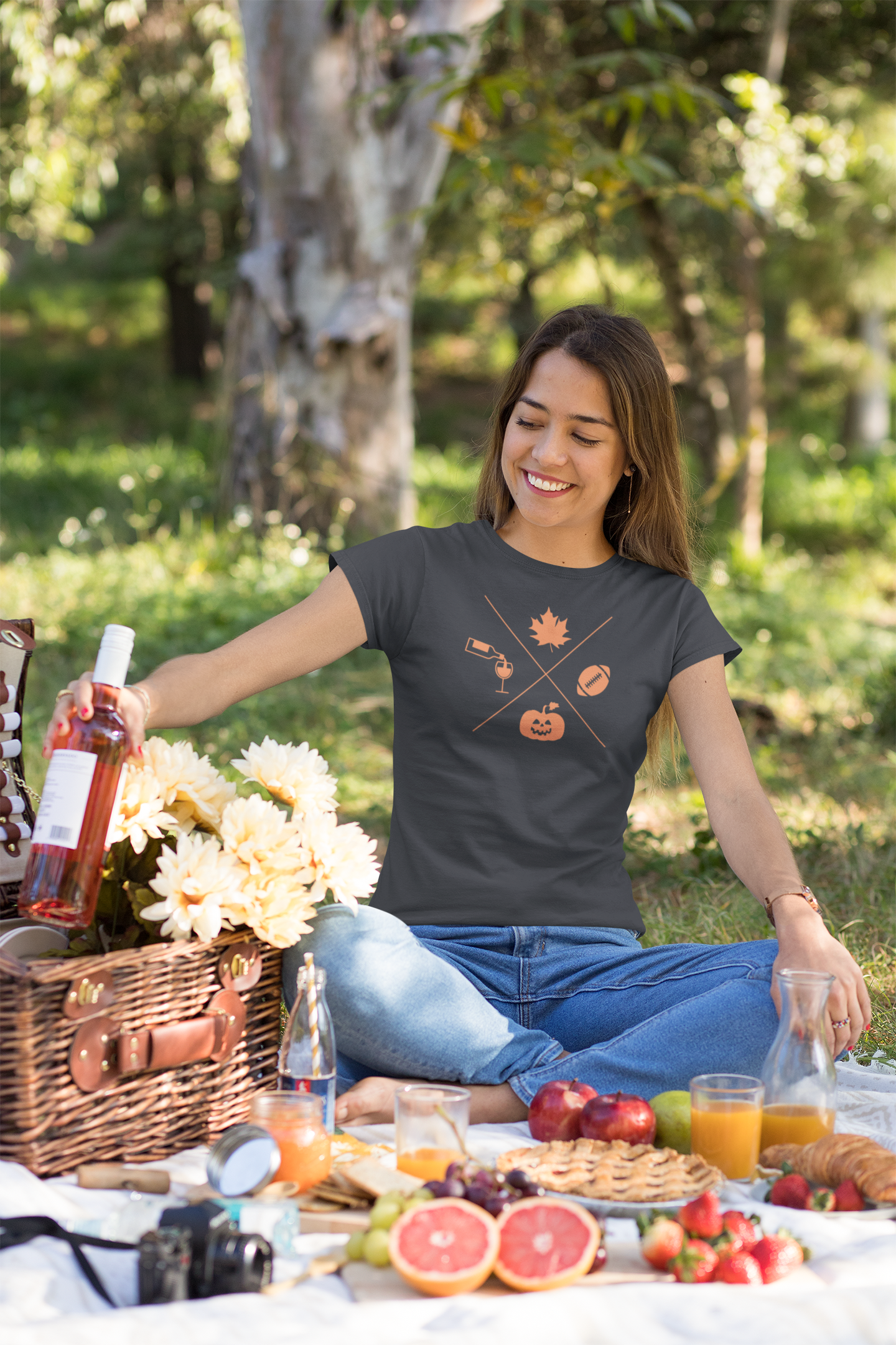 Fall, Halloween, Football and Wine - Women's Triblend Tee